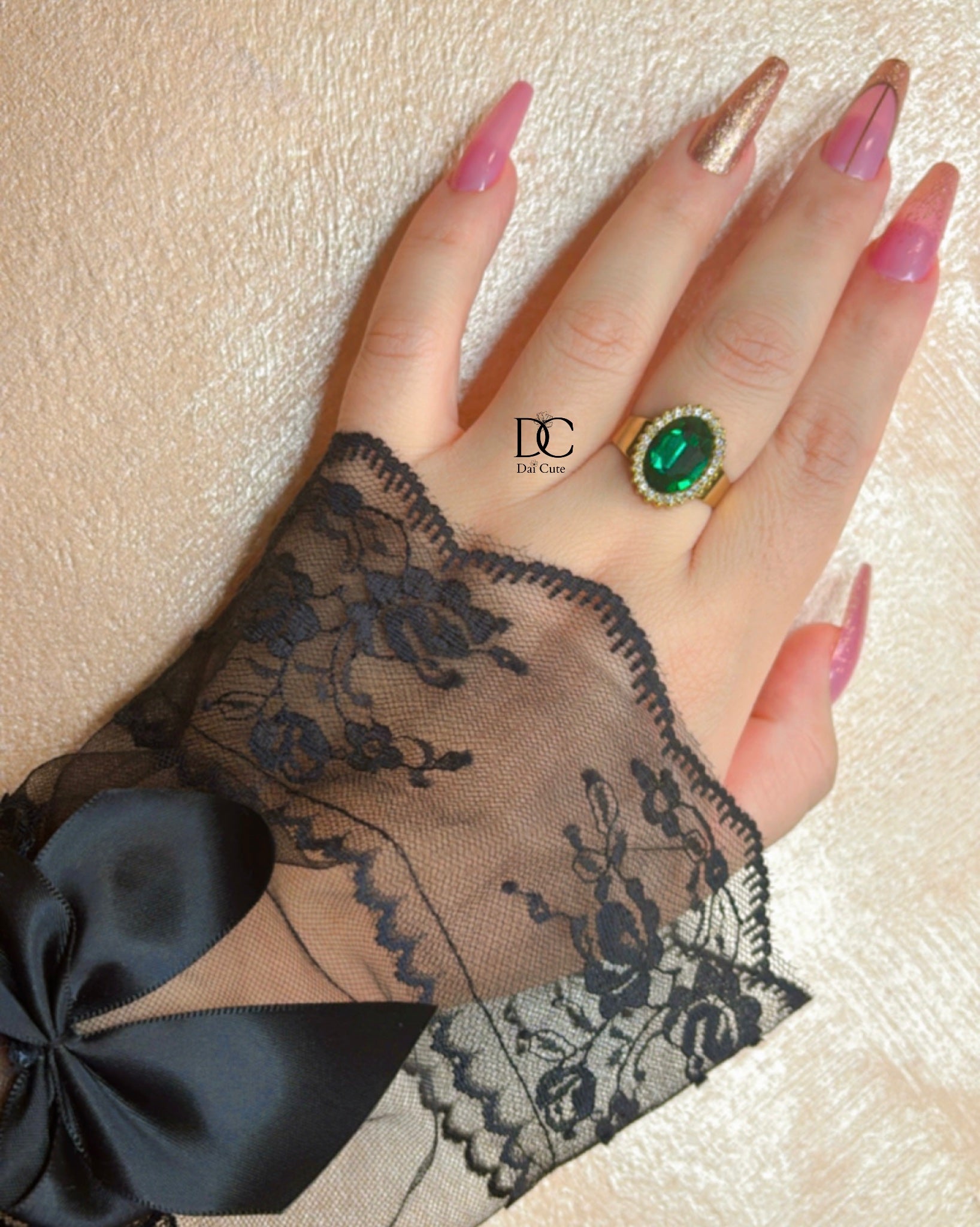 Anello perlato verde