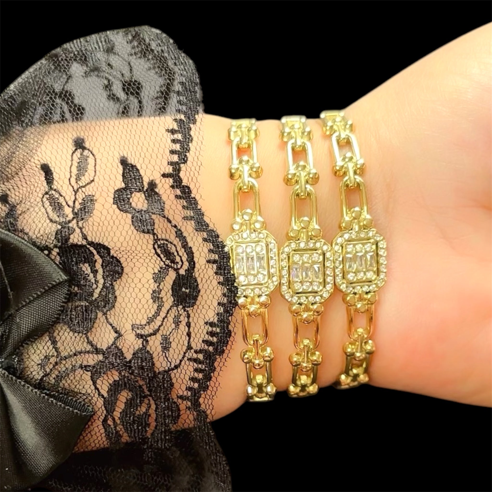 Tiffany Bracelet with Square of Stones