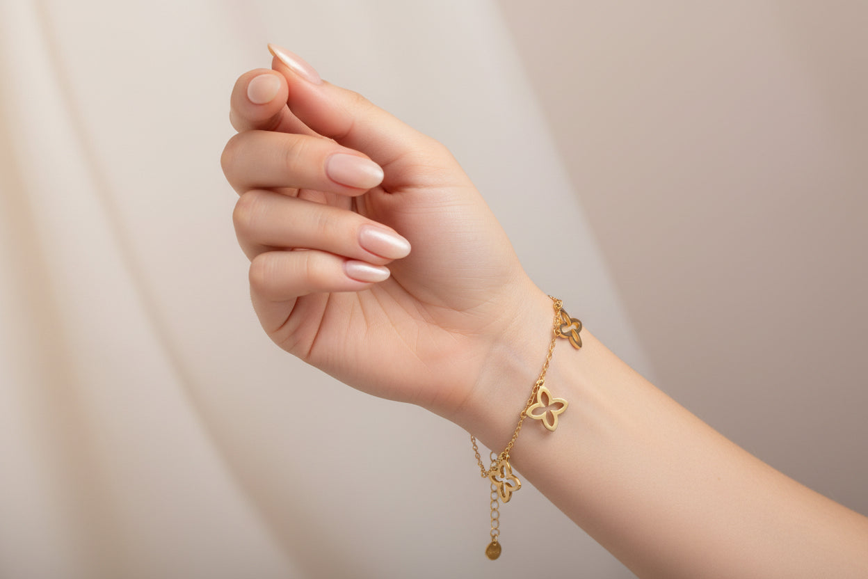 Bracciale Floreale in Acciaio inossidabile placcato oro 18 carati - Dai Cute