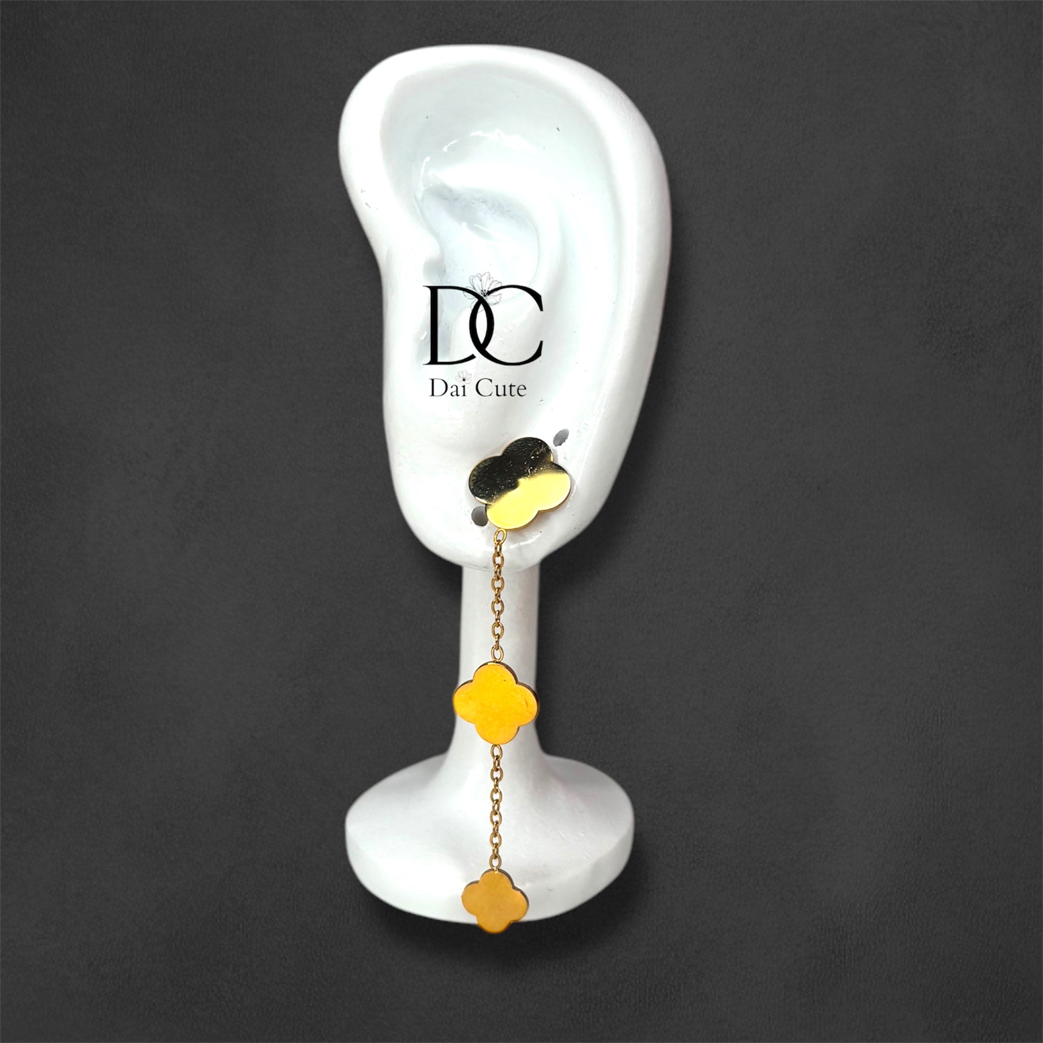Orecchini Cascata di Quadrifogli in Oro 18 Carati