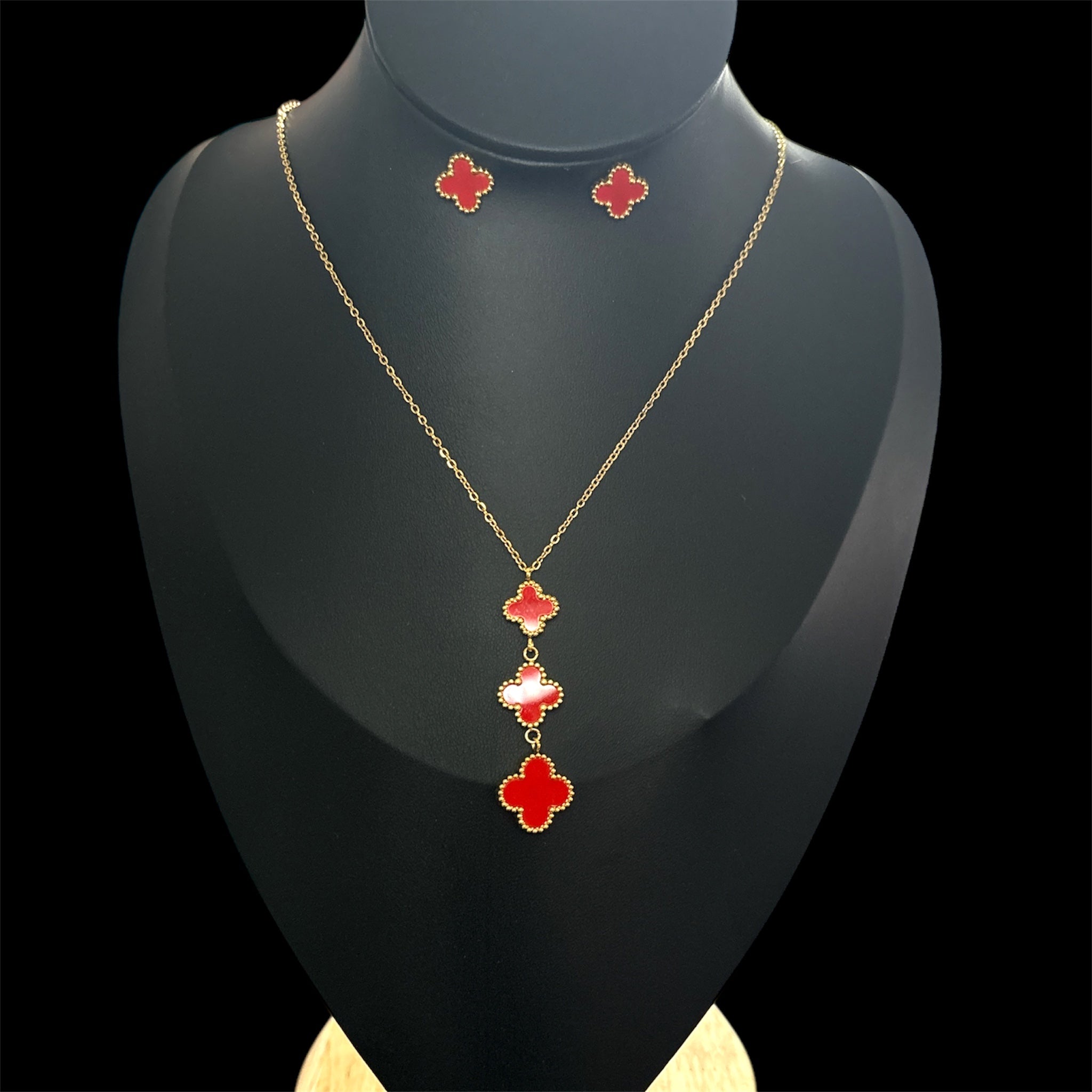 Set Collana e Orecchini Quadrifoglio 🍀 Tre