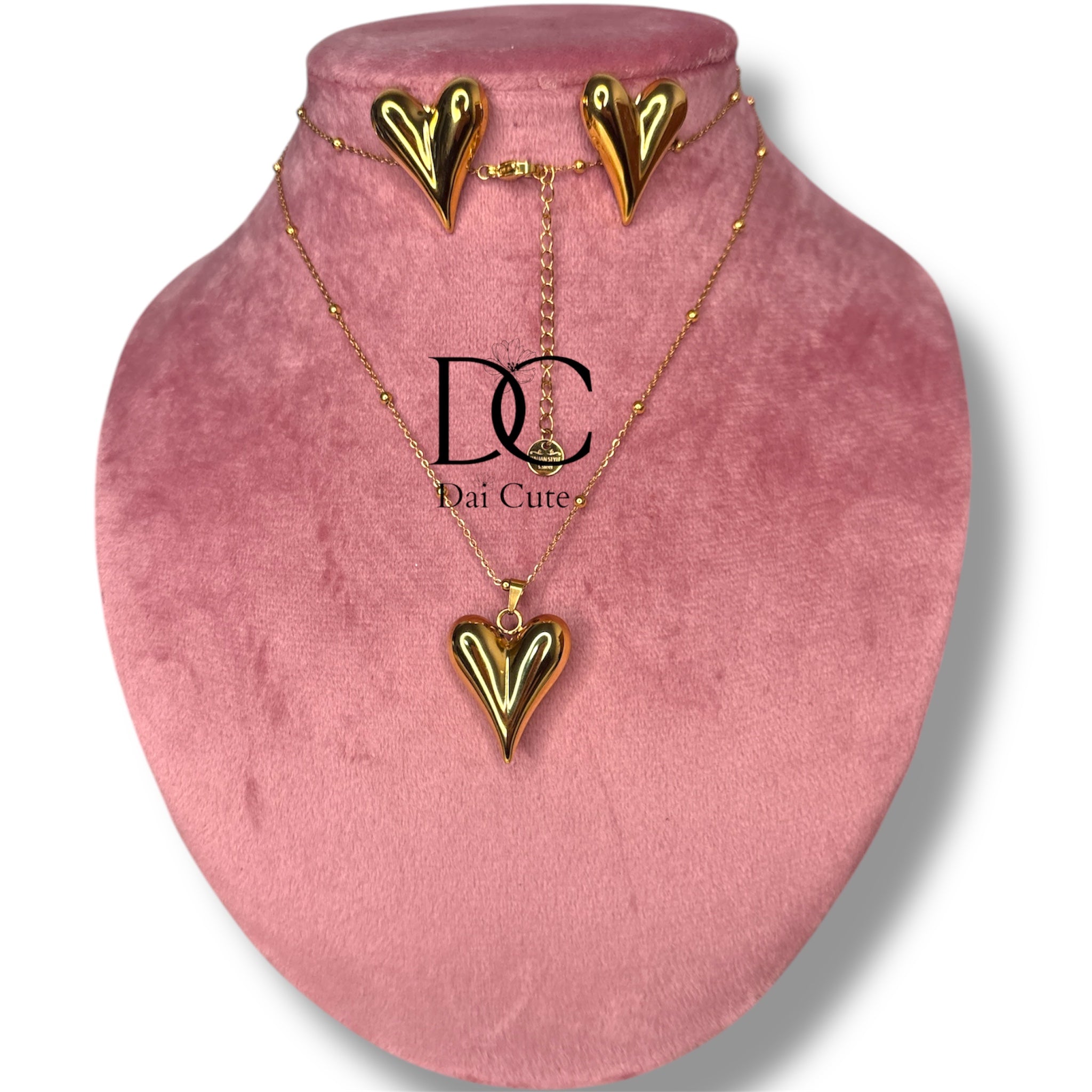 Set collana orecchini a forma di cuore