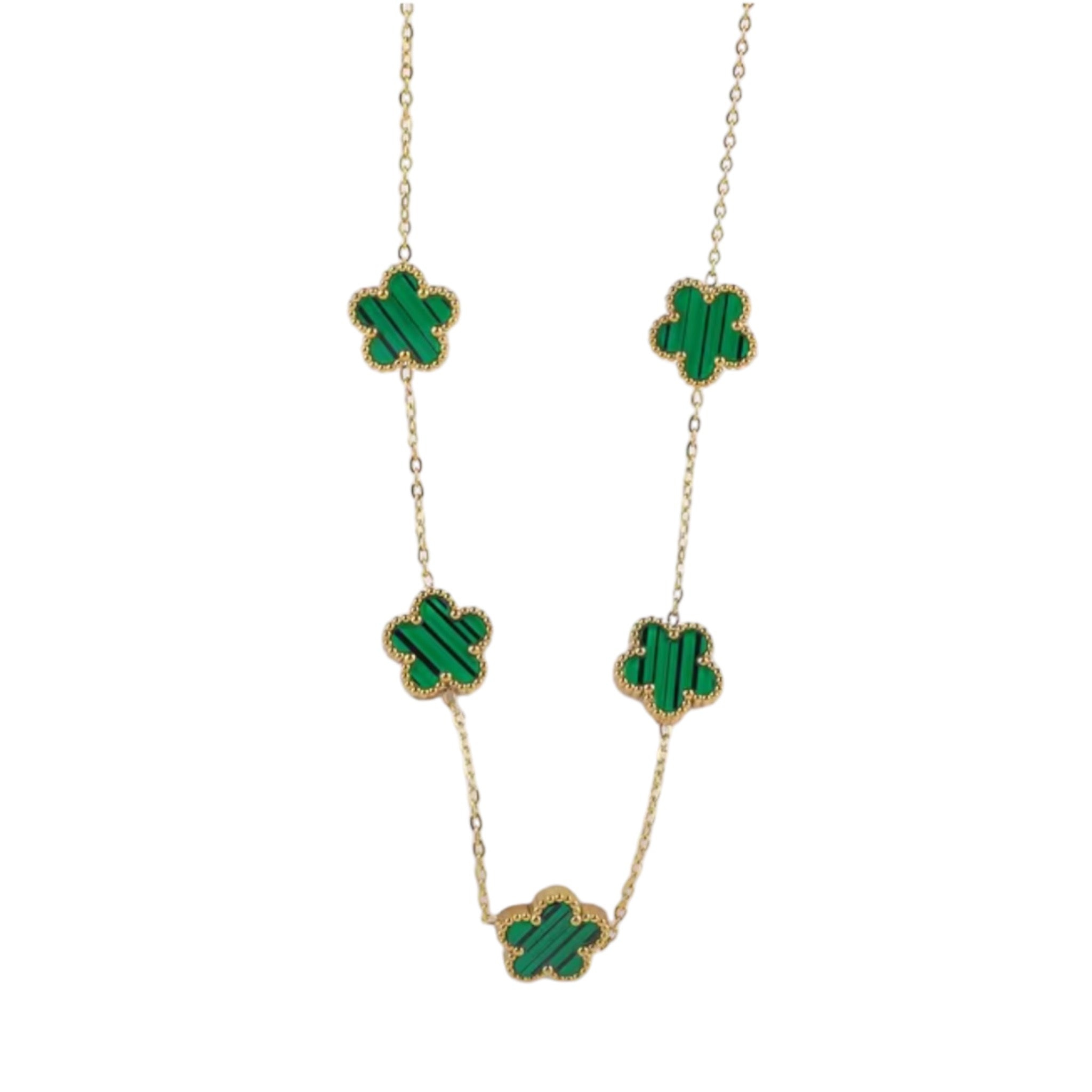 Set Collana orecchini bracciale Vancara Quadrifoglio in Acciaio Inossidabile Placcato Oro 18 Carati
