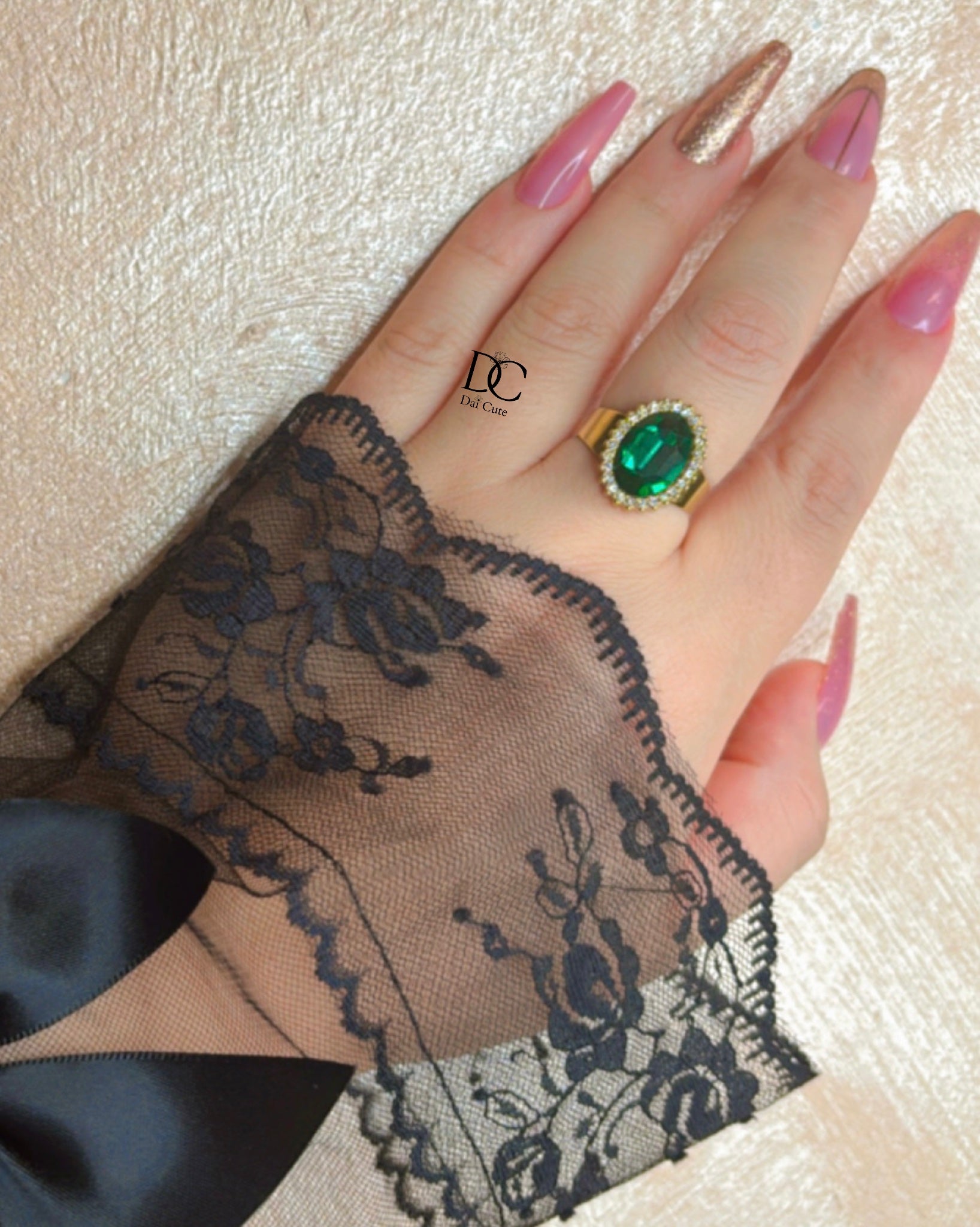 Anello perlato verde