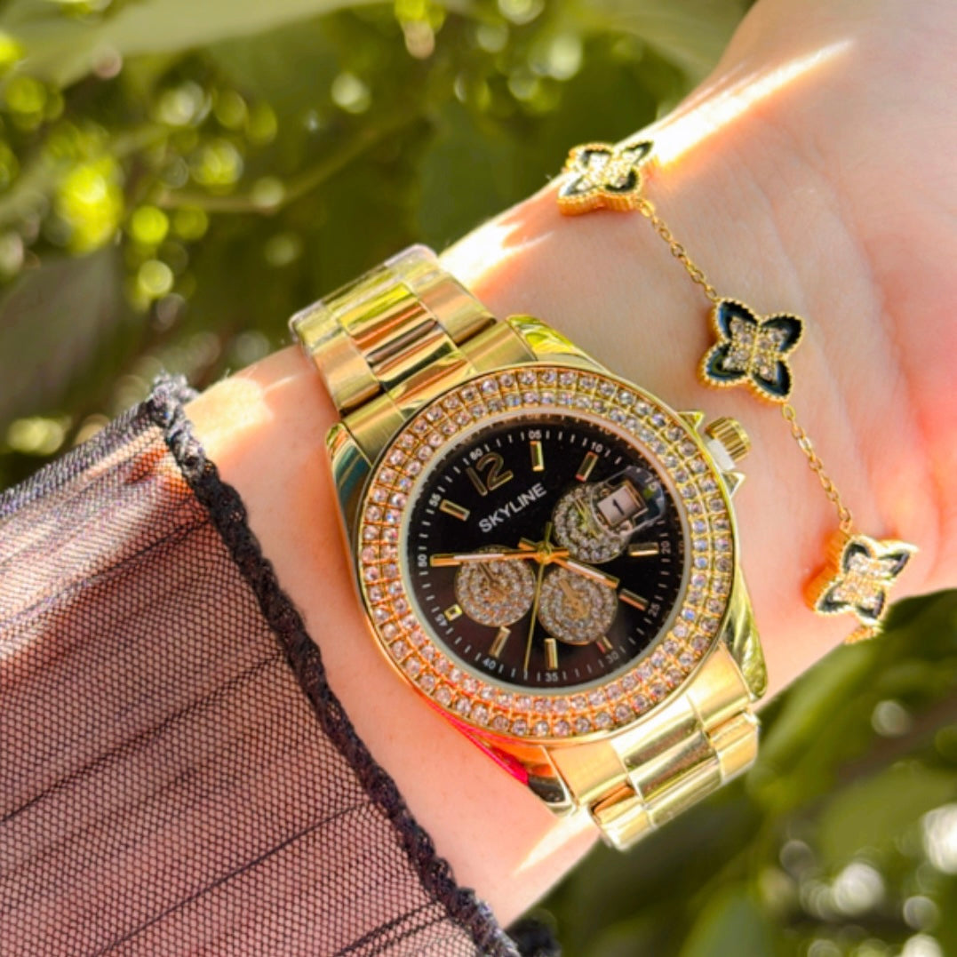 Orologio nera strass