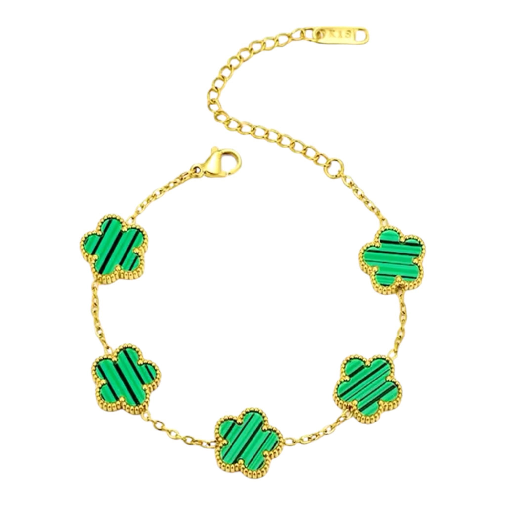 Bracciale Vancara Quadrifoglio in Acciaio Inossidabile Placcato Oro 18 Carati