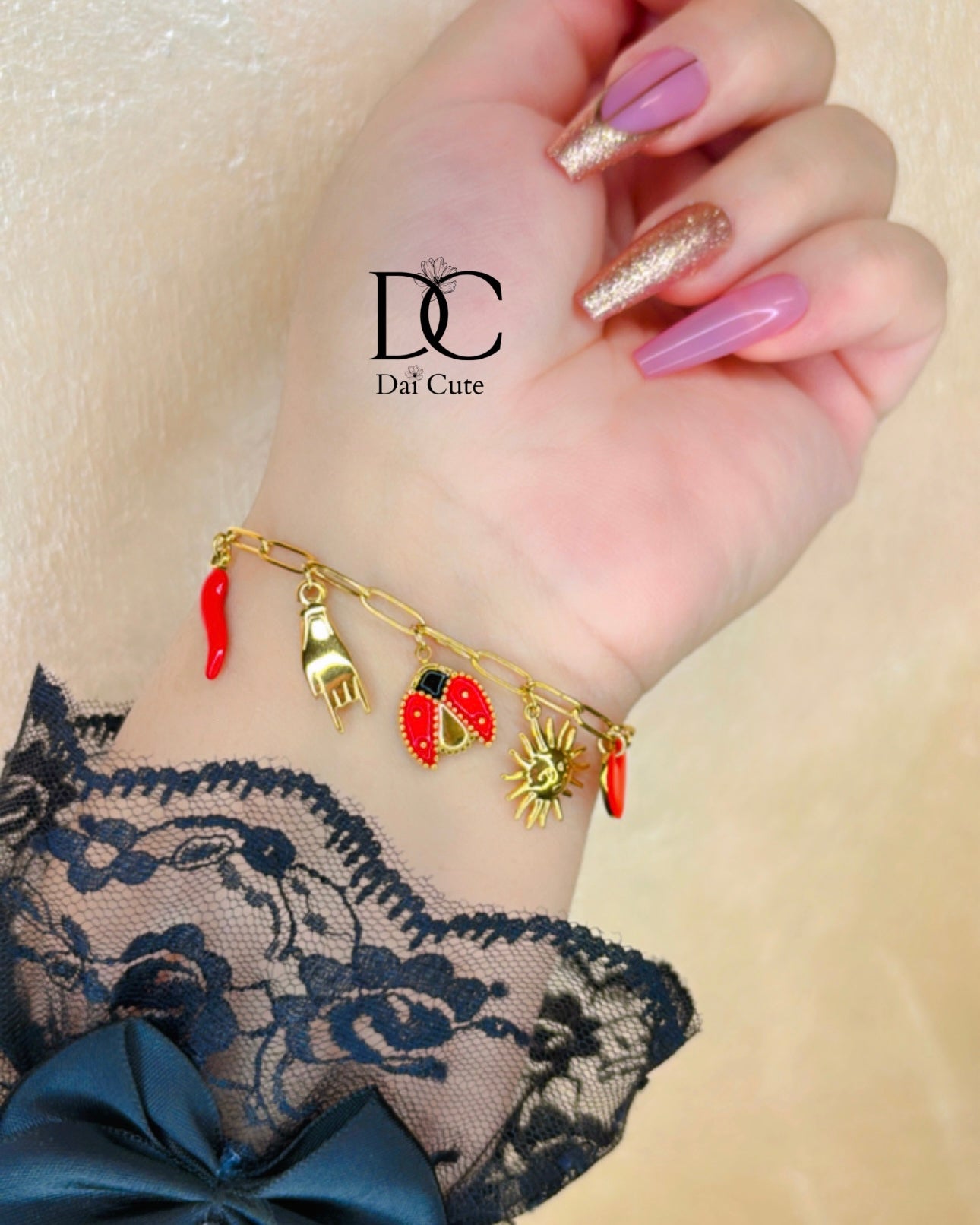 Bracciale con i ciondoli, coccinella 🐞
