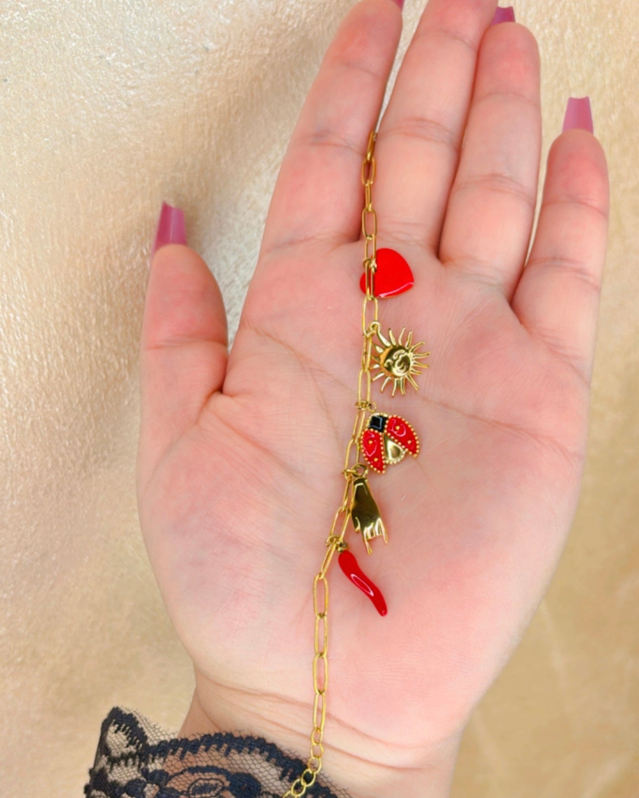 Bracciale con i ciondoli, coccinella 🐞