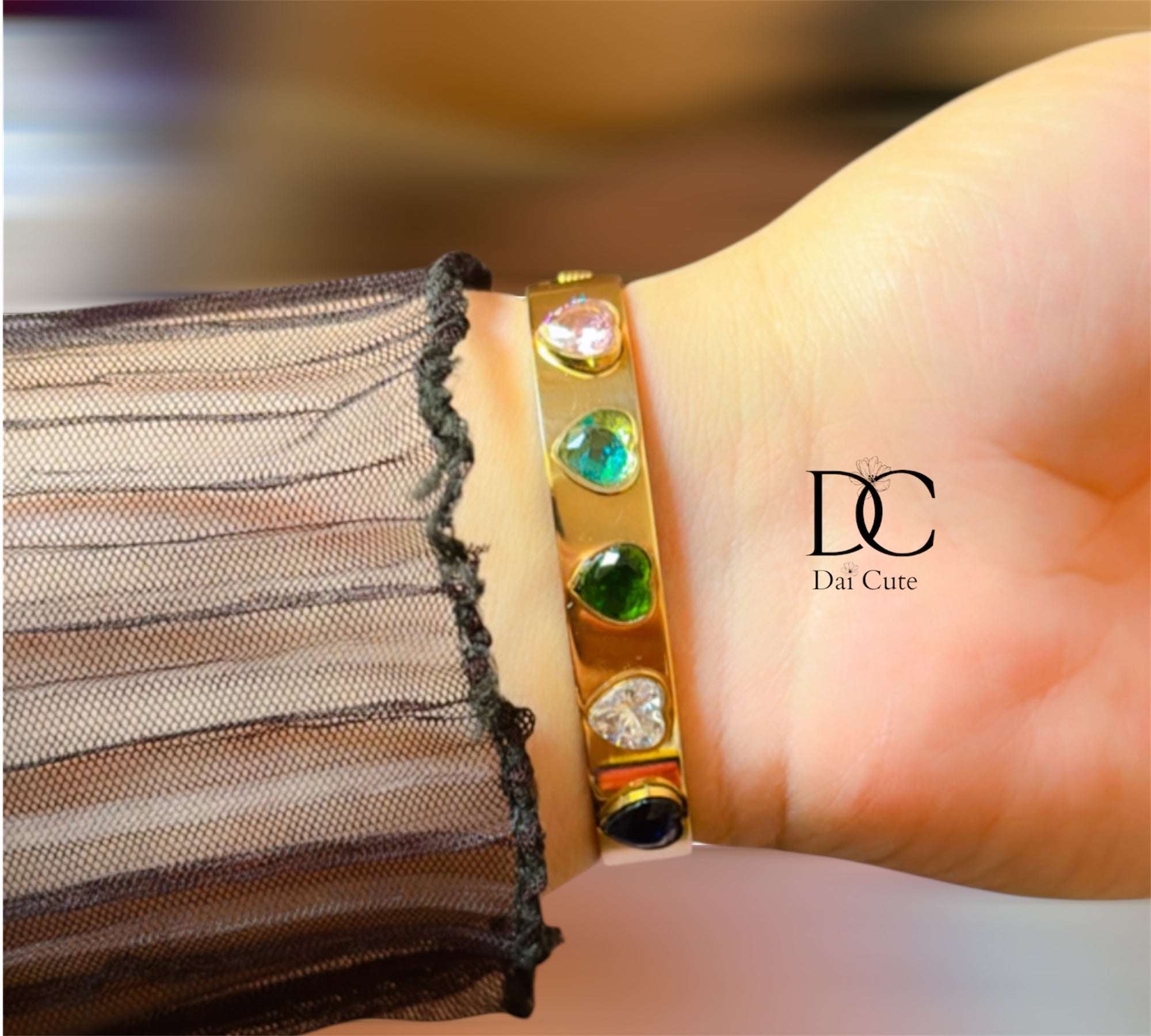 Bracciale, cuori colorati