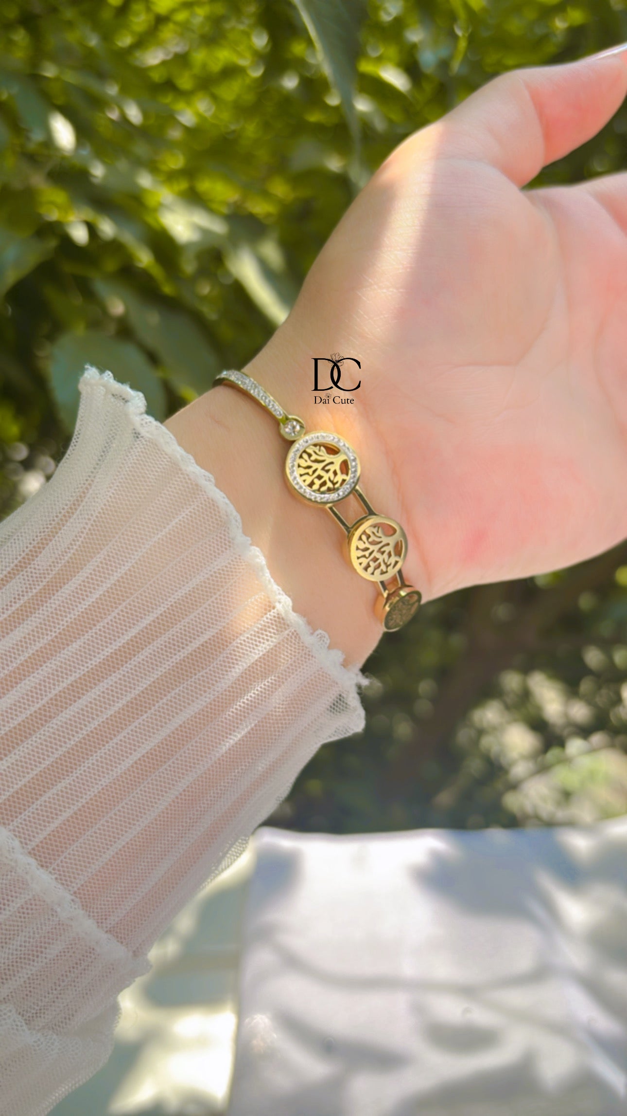 18K Gold Plated Three Trees Bracelet